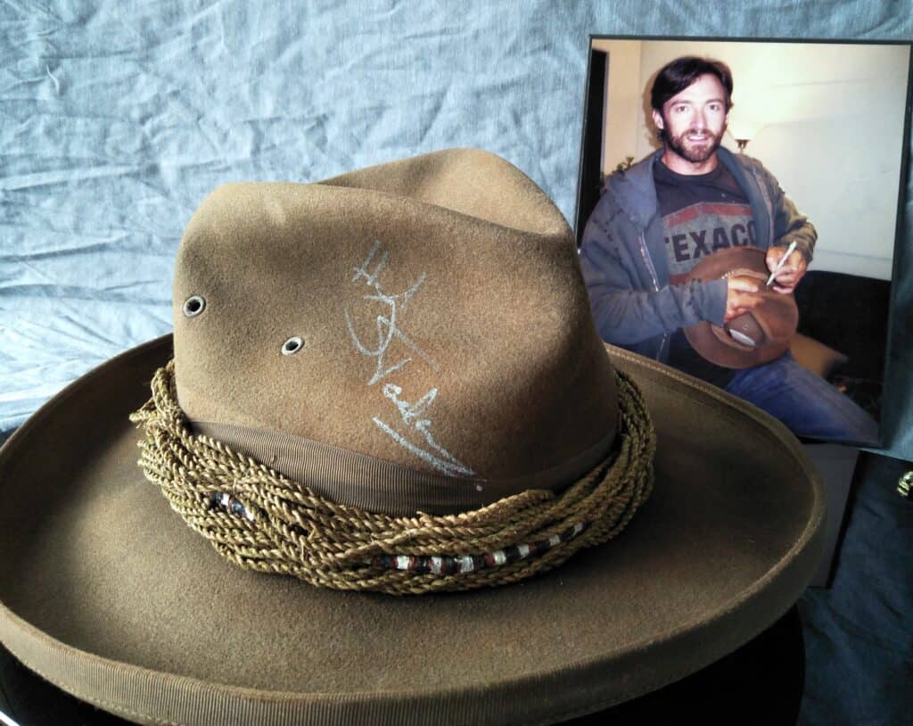 Hugh Jackman's Custom Akubra hat during signing.